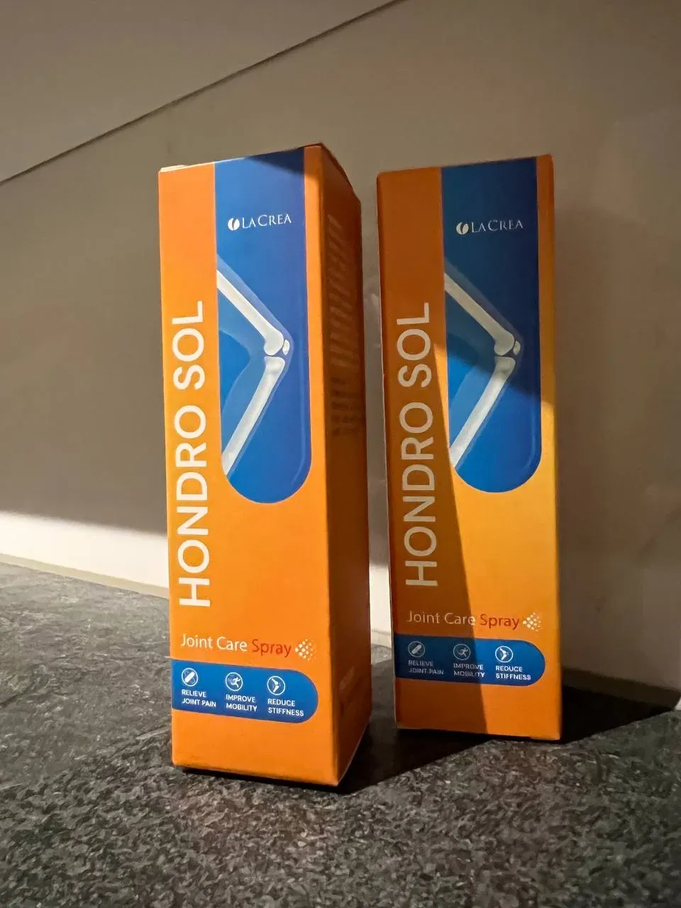 Dos cajas de Hondro Sol Joint Care Spray de la marca LaCrea